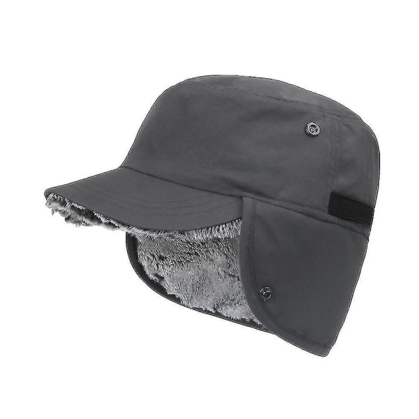 Vintervarm lue med øreklaffer og topplue-basecap, vanntett, unisex Black