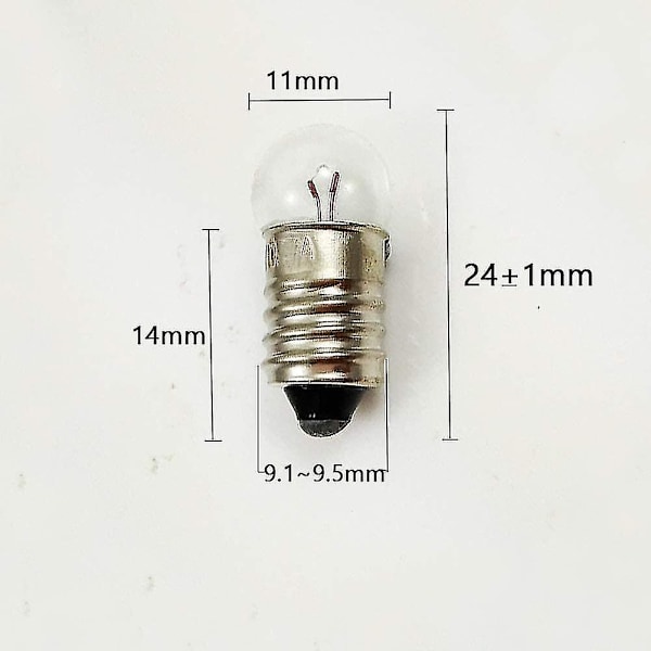 Paket med 10 Mini Glödlampor E10 Skruvsockel för Ficklampa, 2.5v 0.3a