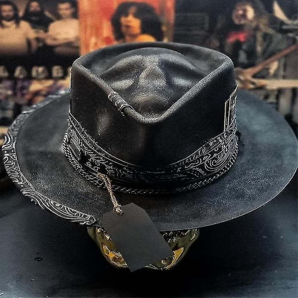 Cowboyhat til mænd, punkstil, western cowboyhat, dødningehovedhat 2024THO
