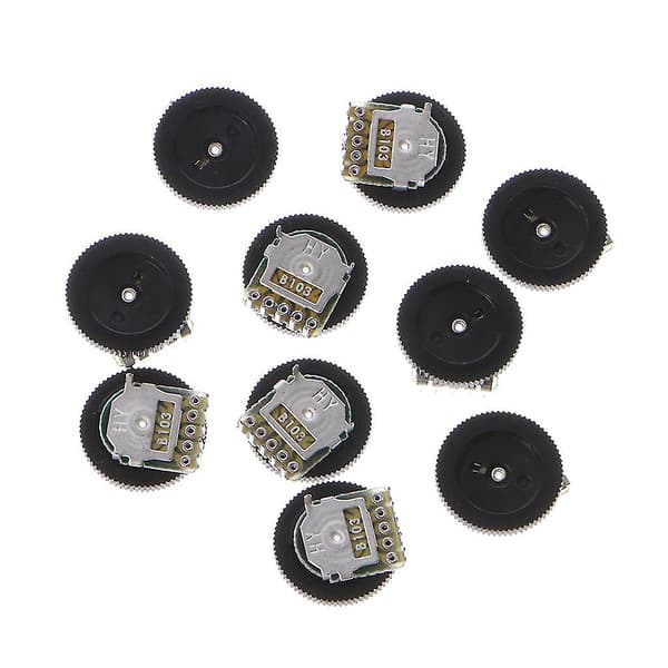 10 Stk B103 16x2mm 10k Ohm Dobbeltskive Taper Volume Wheel Duplex Potentiometer