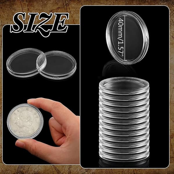 100 stk Sølvdollar Myntboks Holder For Samlere 40mm Sølvbar Samling