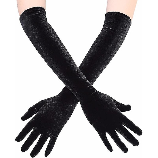 4-värinen Classic Adult Black Burgundy Velvet Opera/kyynärpää Stretch Finger Long Naisten Hääjuhlamekko Käsineet Yhteensopiva Puku Green