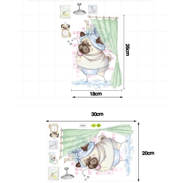 Suloinen koiran wc-tarra Vedenpitävä irrotettava, pitkäkestoinen kylpyhuoneen sisustustarra Kodin tarvikkeet