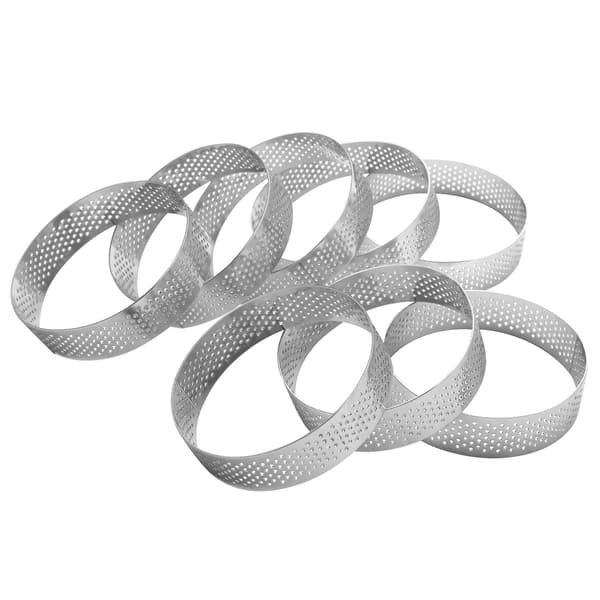 8-pakning terteringer i rustfritt stål, varmebestandig perforert kakemousse-ring, kakeringform, rund