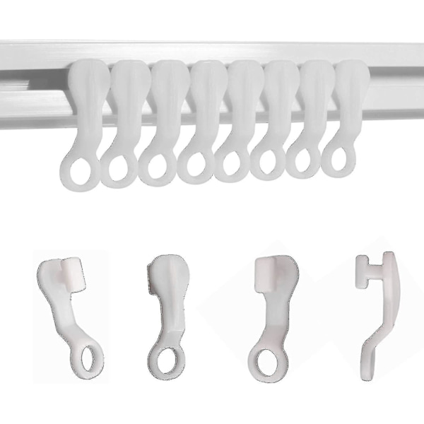 Gardingliderkroker Hvit plastgardinkrok, pakke med 50 stk