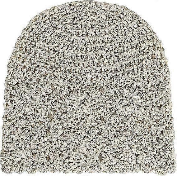 Dam Bomull Virkad Slouchy Mössa Handgjord Stickad Utskuren Sommar Blommig Skull Cap