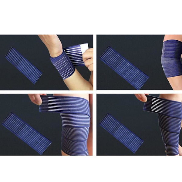 5x Elastisk Binda Sport Stöd Wrap Träningsutrustning Tillbehör Blå 200cm