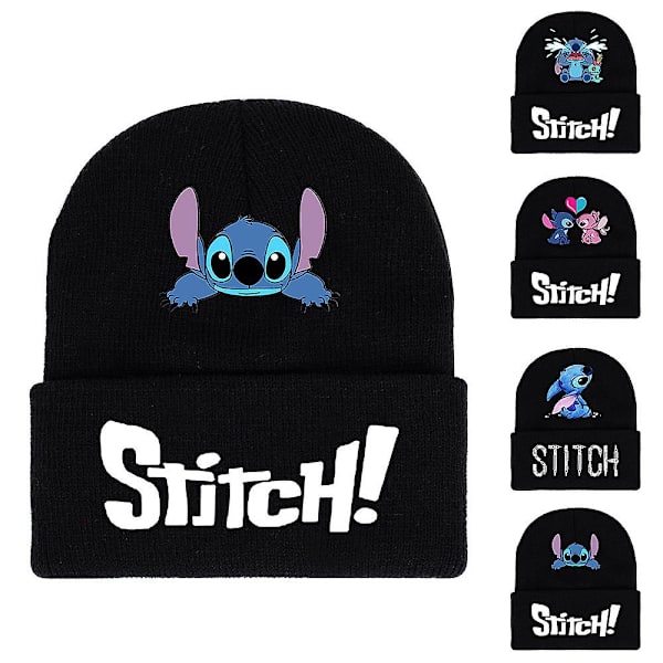 Lilo Stitch Tryckt Stickad Mössa Vinter Varm Skidmössa Presenter A