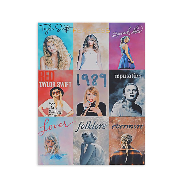 Taylor Swift The Eras Tour Musikkplakat Pop Kvinnelig Sanger Album Plakat Veggkunst Lerretsvifter Gave til en venn Soverom Stueinnredning P