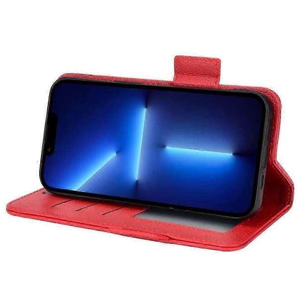 Etui til iPhone 16 Pro Max PU-læder med side-spænde, kortholder, pung og magnet Red