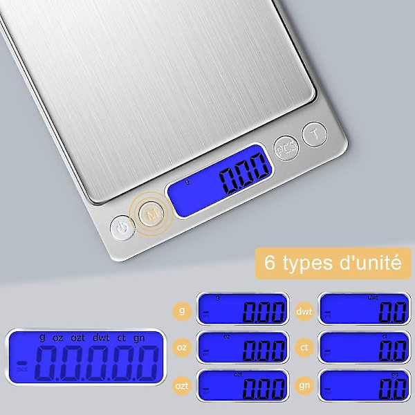 500g/0,01g Precisionsvåg, Köksvåg/Fickvåg/Smyckesvåg, Högprecisions Elektronisk Våg, Bakgrundsbelyst LCD-display, Tara & Pcs Funktion, Med