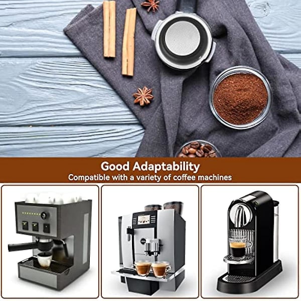 51mm kaffeportafilterkurv 2 kopper rustfritt stål trykksatt kaffefilterkurv Bunnløst portafilter Espressomaskiner Tilbehør