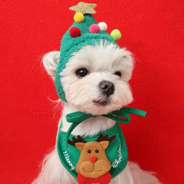 Holiday jul halsduk haklappar och hatt Pet Dress Up kostym Red & Red S