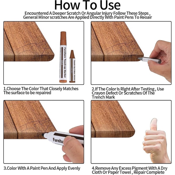 Möbelreparationssats, 21 st Wood Filler Touch Up Pennor Möbelreparationsmarkörer och vaxpinnar med skärpa