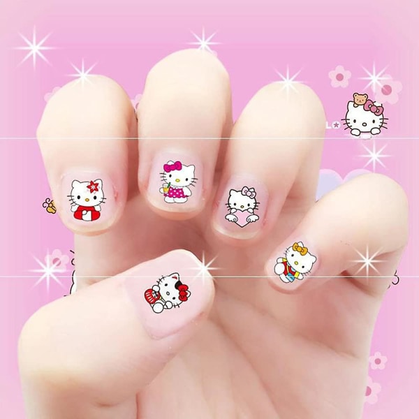Søde tegneserie neglekunstklistermærker 3d Hello-kitty neglekunstmærkater Selvklæbende negleklistermærker Anime Kawaii Designer negleklistermærker til piger Børn Kvinder Mani