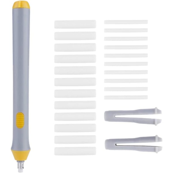 Elektrisk viskelær automatisk blyant viskelærsett med 22 viskelærrefill for tegning, maling (grå)