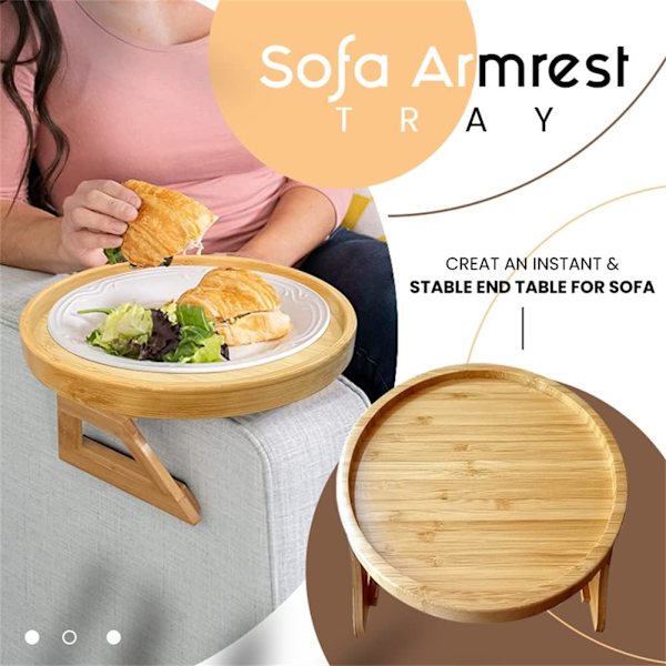 25 cm Soffarmstödsbricka Trä Matsal Dryck Soffa Bricka Vikbar Armstödsbricka Klämbar Soffbricka Platt