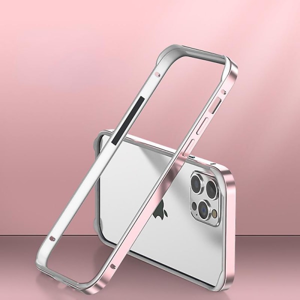 Aluminium metallramme rammeveske Kompatibel Iphone 15 Pro metallramme panserramme Slim hard veske Myk indre støtfanger Rose gold
