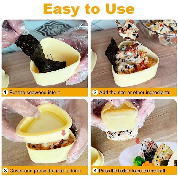 Onigiri Form, 3-pack Risform Musubi Maker Kit, Maker Press, Klassisk Triangel Risboll Maker Sushi Form PinkWhiteYellow
