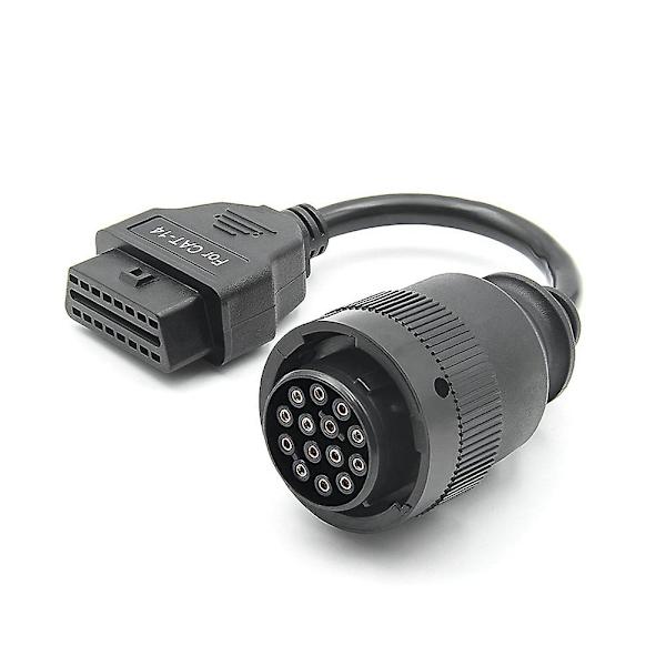 OBD2 lastbilkabel til Cat ET3 kabel diagnosekabel 14Pin til OBD2 16Pin adapter lastbil tilbehør Black