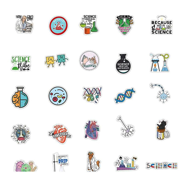 50 stk Science Chemistry Laboratory Stickers For Laptop Phone Skateboard koffert