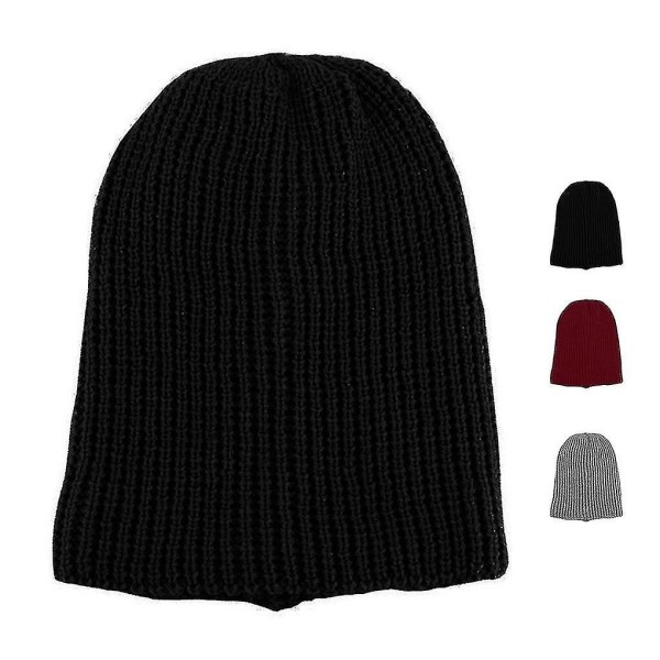 Oversized Män Stickad Beanie Hat Baggy Long Slouchy Winter Warm Skull Cap