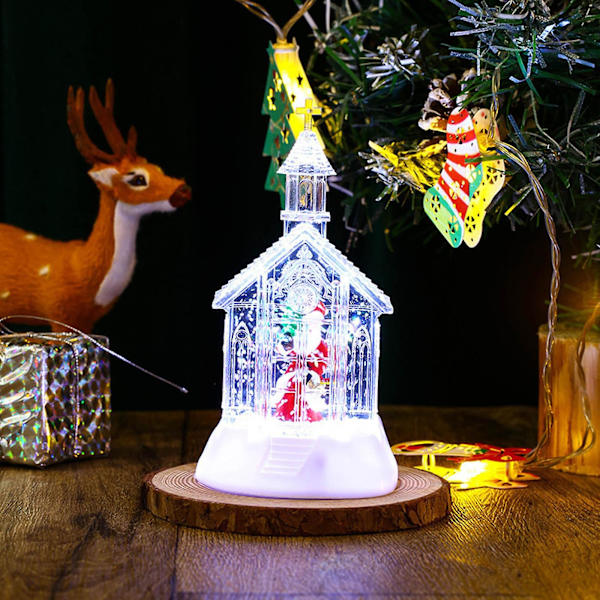 Julgransprydnader 2023 Kampanj Ny Juldekoration Jultomte Kristallkyrka Lysande Snöig Lampa Julklapp 20ml