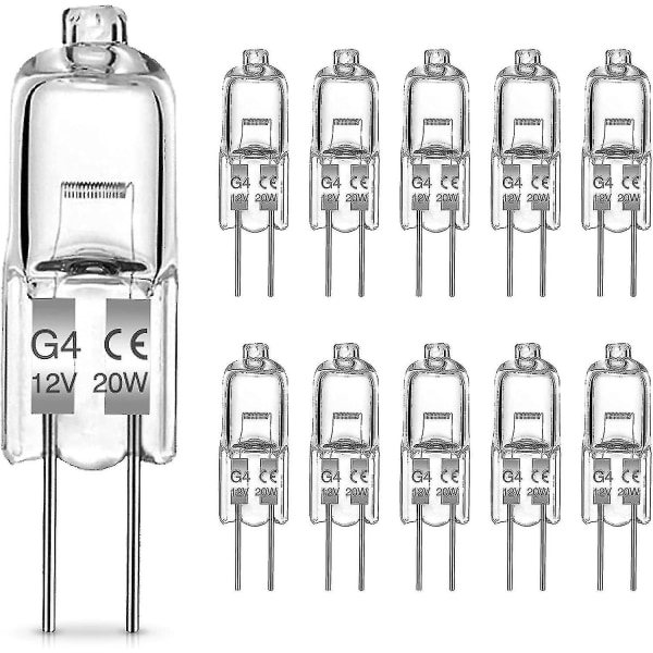 G4 halogenpærer, 20w G4 lyspære, 12v halogenpinne baselampe, 2700k varmhvit, G4 lavspenningshalogenlampe, klar kapsellampe, pakke med 10