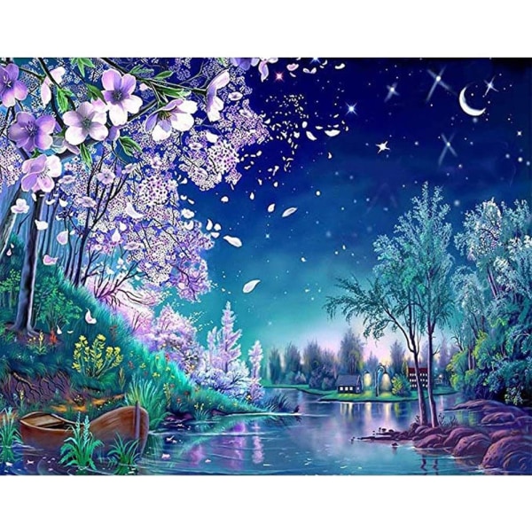 Mordely Full Diamond Painting Riverside Night Scene New