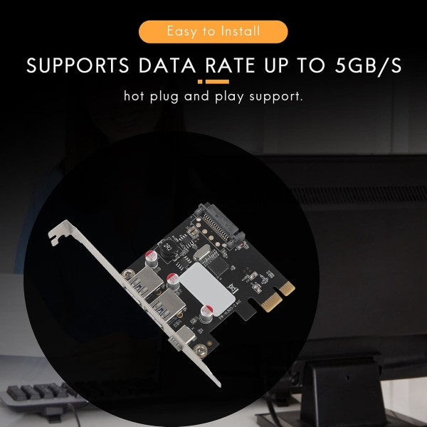 Usb 3.1 Typ C Pcie Expansionskort Pci-e Till 1 Typ C Och 2 Typ A 3.0 Usb Adapter Pci Express Contr
