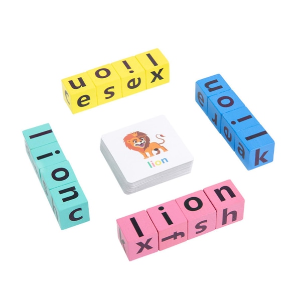 Korsord, trä alfabetet block stavning spel, ord stavning bygga kuber leksaker för barn