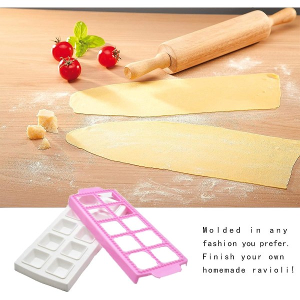 Ravioli Maker Form - Plastic Ravioli Bakke - Form til 10 firkantede Ravioli, Ravioli Cutter, Ravioli Press, Ravioli Stempel