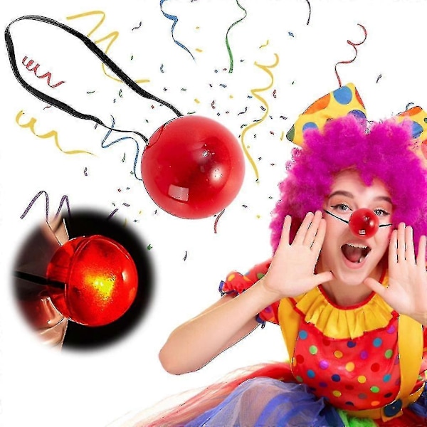 3 st Vuxen Barn Ljus Lysande Röd Näsa LED Clown Näsa Utklädningsrekvisita Scenrekvisita, 100% Helt Ny