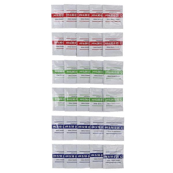 30 stk PH Pulveropløsning Buffer Kalibreringspose PH4.00/ PH6.86/PH9.18 PH Kalibreringsopløsningspakke