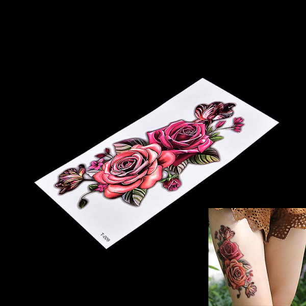 Mote falske midlertidig tatoveringsklistremerke Rose Blomst Arm Kropp Vanntett Dame Art
