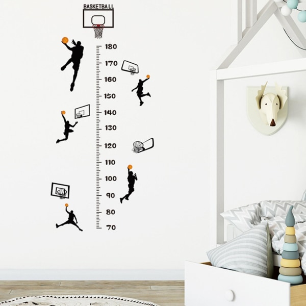 Creative Basketball Højdediagram Klistermærke Vækst Højde Diagram Mål Aftageligt DIY dekorativt selvklæbende vægmærkat