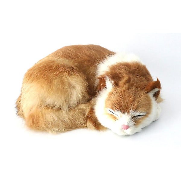 Realistisk katteliv Sove, myk katt, falsk plysj, falsk kattunge, emulering Sovende pustende leke Katt Dyrekatt, rekvisittfotografering Reali