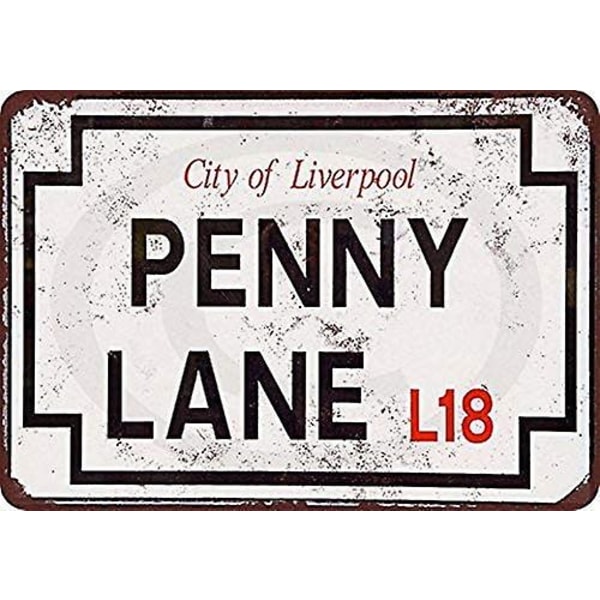 Penny Lane -katukyltti Vintage Look Reproduction metallikyltti 8 X 12