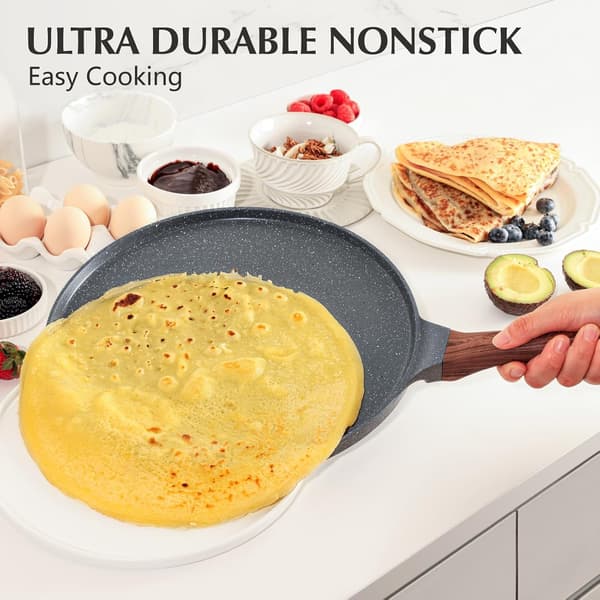 26 cm Crepe Pan - Induction Compatible - Crepe Maker with Batter Spreader - Comfortable and Ergonomic Handle