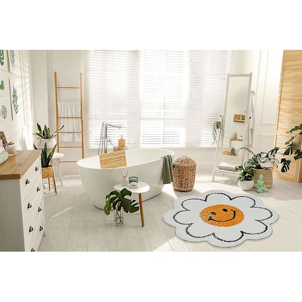 Heyone Smiley Face Teppe Solsikke Teppe Søt Badematte Bad Dekorasjon Absorberende Badekar Matte Supermyk Og Fluffy Matte Maskinvaskbar 31.5in