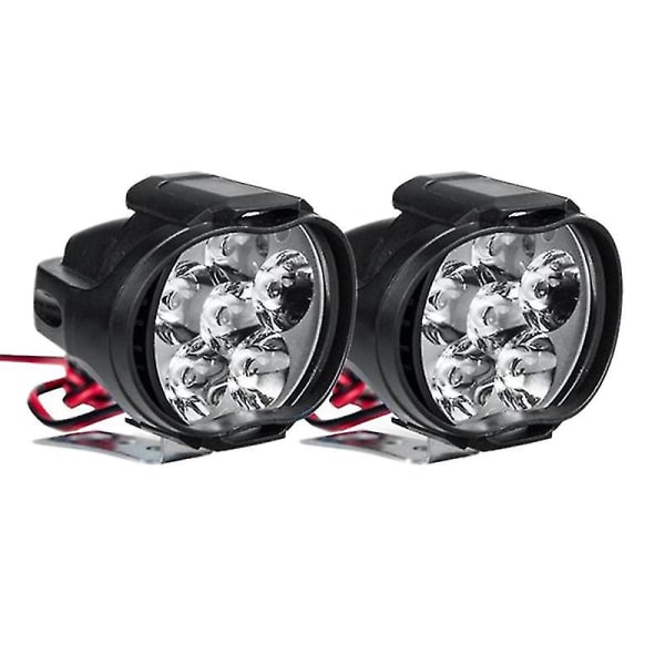 2 st 6 LED-motorcykelstrålkastare 10w 1000lm Universal Scooter Atv Dimljusstrålkastare 6000k black