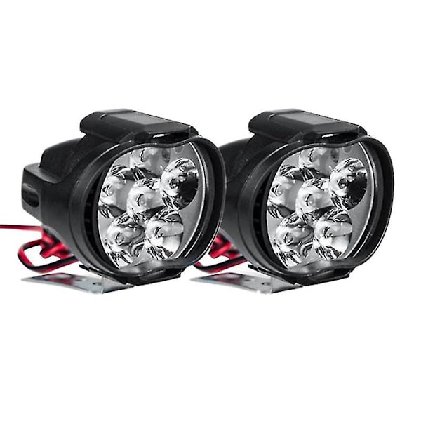 2 stk 6 LED motorsykkel lys frontlykt montering 10w 1000lm Universal Scooter Atv tåkelys 6000k black