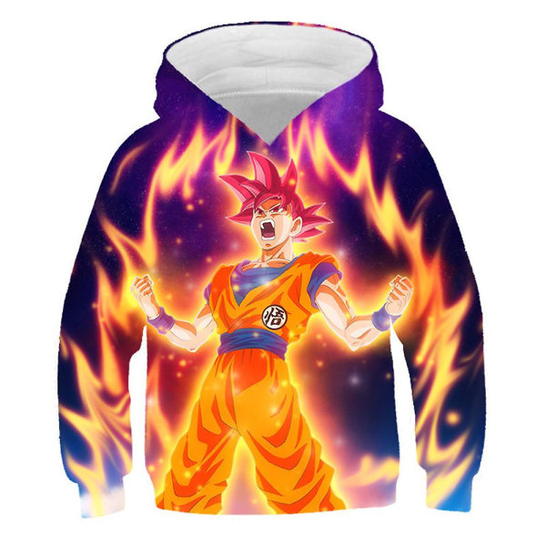 Barn Gutter Jenter Dragon Ball Hettegenser Sport Langermede gensere Pullover Hetteoverdeler i 5-10 år A 8-9 Years