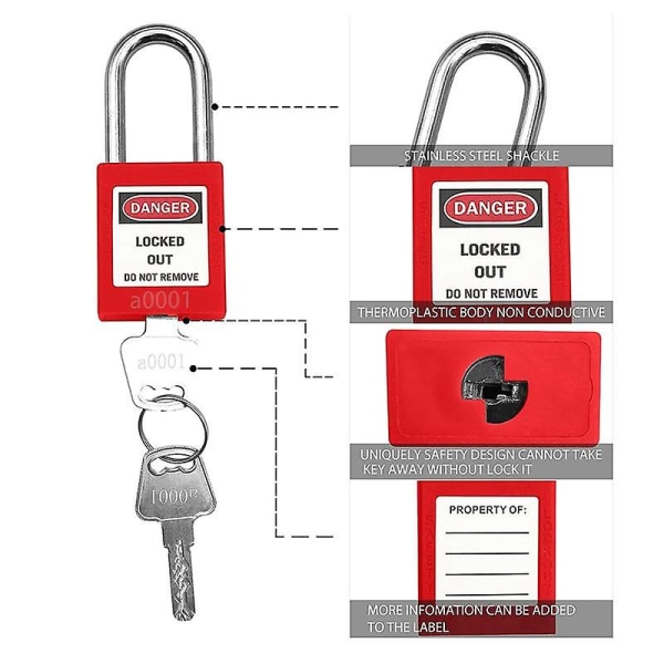 5 stk Sett Lockout Tagout Lock Safe Hengelåser for Lock Out Tag Out stasjoner og enheter