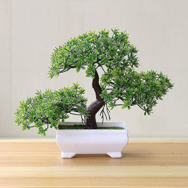 Indbydende Pine Bonsai Simulation Kunstig potteplante Ornament Home Decor Grøn