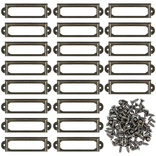 50 stk Metal Etiketholdere Med Skruer Til Møbelskuffer Skabe Kortnavneplader Til Skrivebord Bogreol Hylder - Bronze (s-60 X 17mm)