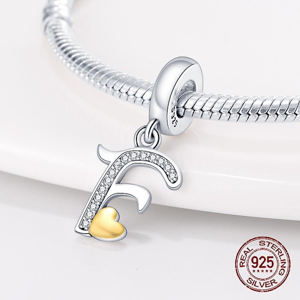 925 Silver Letter A-Z Alphabet Charm Namnpärlor Passar Original Pandora Armband Charms För Kvinnor DIY Hänge Tillverkning Smycken
