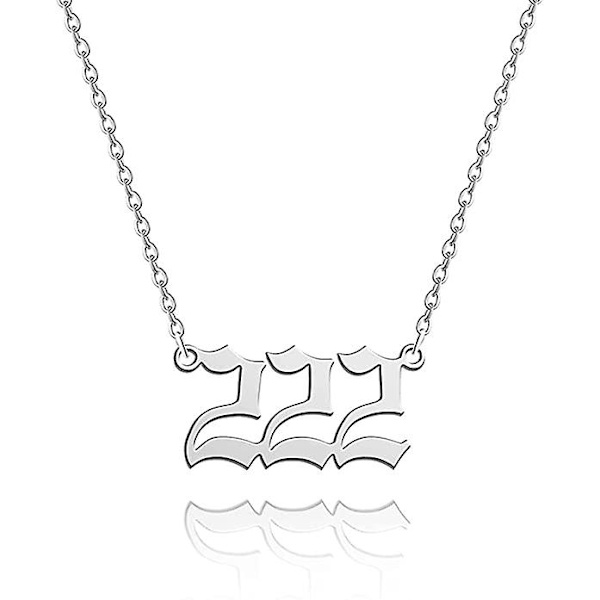 Englenummer-halskjede Sølv/gull Rustfritt stål Numerologi Smykker 222 Silver