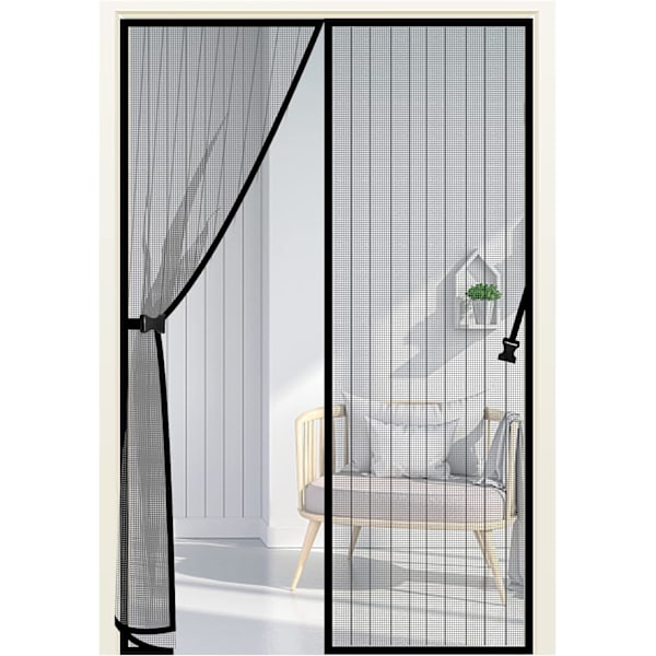 Magnetiska Skärmdörrar Magnetiska Dörrgardiner Flugnät Anti Myggnät med Kraftfulla Magneter och Full Ram Magisk Tejp Upp till 80 cm x 200 cm