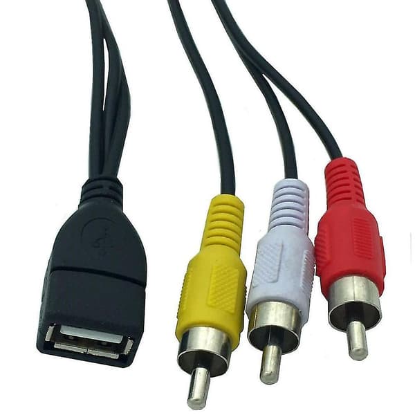 1,5 m USB A hunn til 3 RCA Phono AV-kabelledning PC TV Aux lydvideoadapter